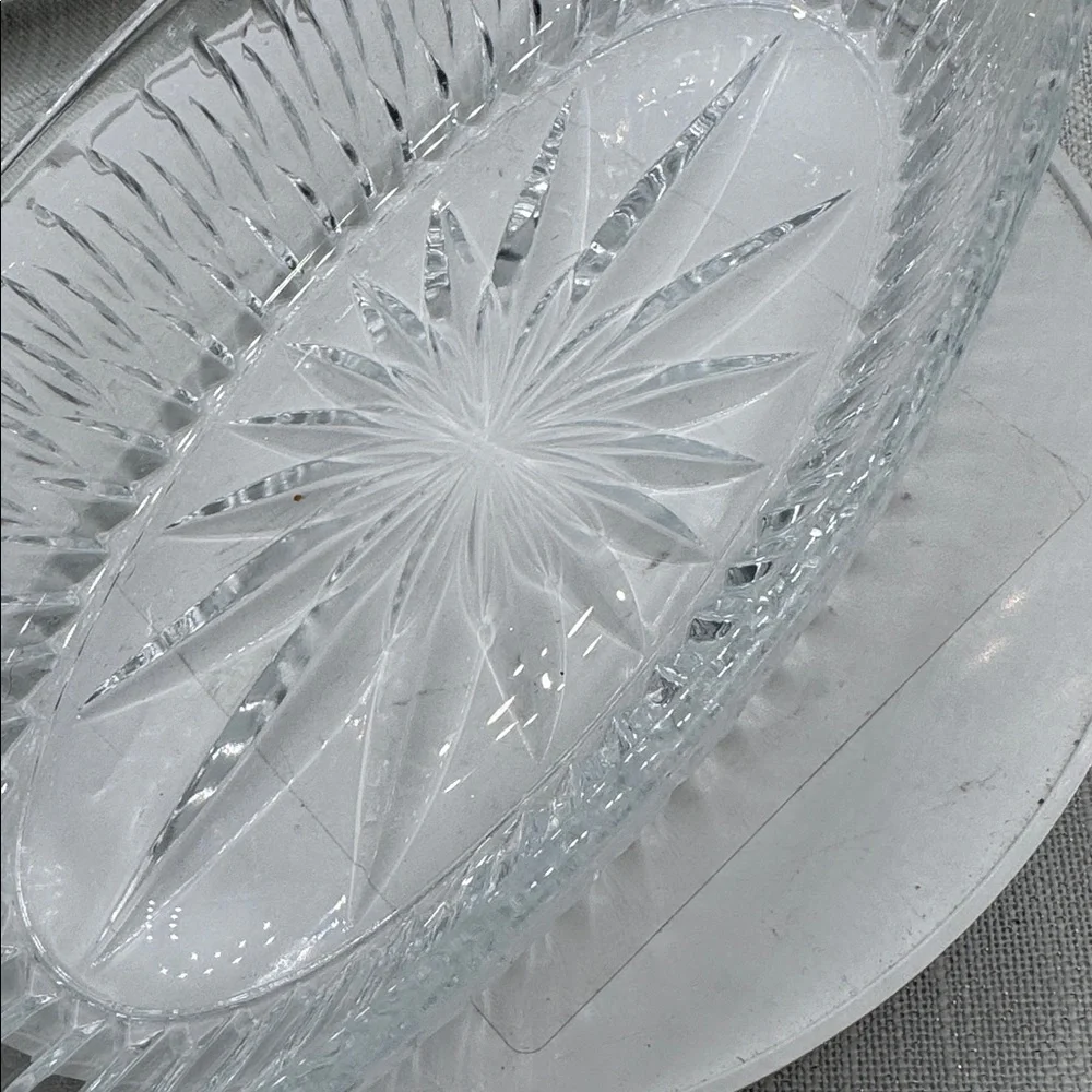 Princess house, crystal oval, serving bowl for vegetables or cheese and crackers